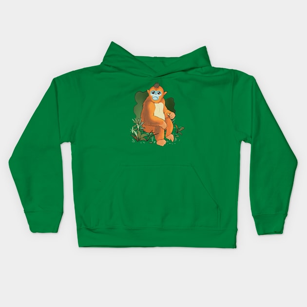 Cute golden monkey Kids Hoodie by Mimie20